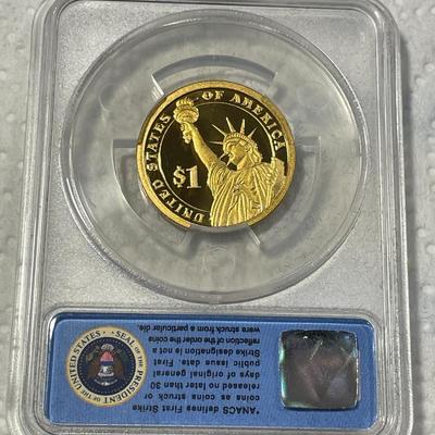 ANACS Certified 2012-S PROOF70 DEEP CAMEO Grover Cleveland Presidential Dollar Coin "First Strike" as Pictured. FREE DOMESTIC...