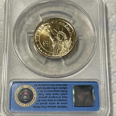 ANACS Certified 2012-D MS67 Grover Cleveland Presidential Dollar Coin "First Strike" as Pictured. FREE DOMESTIC SHIPPING.