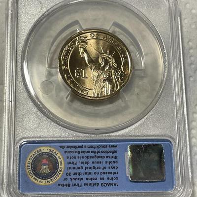 ANACS Certified 2012-D MS67 Grover Cleveland Presidential Dollar Coin "First Strike" as Pictured. FREE DOMESTIC SHIPPING.