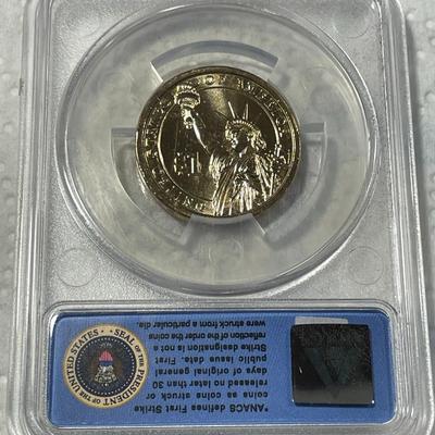 ANACS Certified 2012-P MS67 Grover Cleveland Presidential Dollar Coin "First Strike" as Pictured. FREE DOMESTIC SHIPPING.