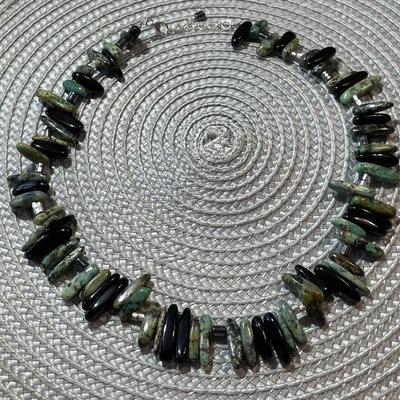 Vintage 16-18" Sterling Silver Adjustable Fashion Stone Necklace in VG Preowned Condition as Pictured.