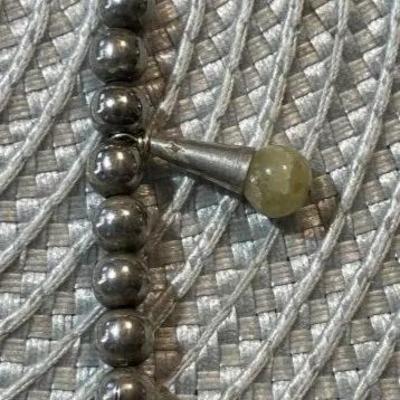 Native American 22" Beaded Silver-toned Necklace & Earrings w/Dangling Mixed Stone Amulets as Pictured.