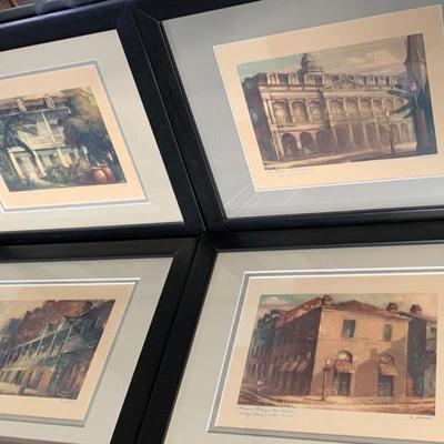 FOUR Signed Ann DeLorge / Framed New Orleans Watercolors