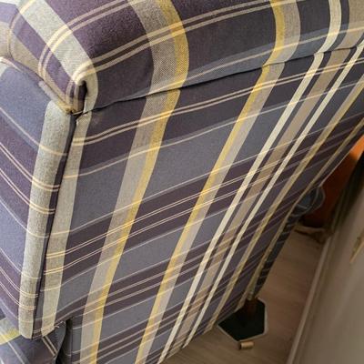 Blue Plaid Power Recliner Chair with USB Port Tested Working