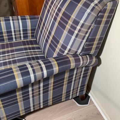 Blue Plaid Power Recliner Chair with USB Port Tested Working