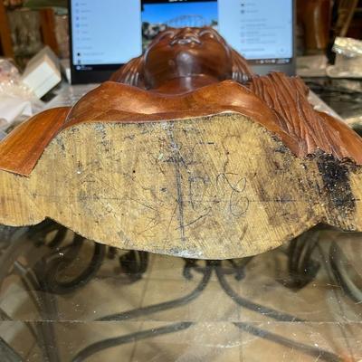 Vintage Balinese Wooden Girl Bust Carving 12.5" Tall in Good Preowned Condition. Very Heavy.