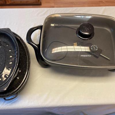 Presto skillet and enamelware roasters