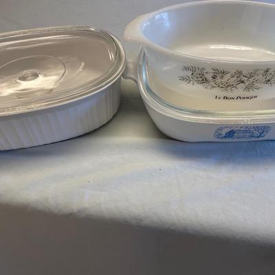 Corning & other casserole dishes with pie pans