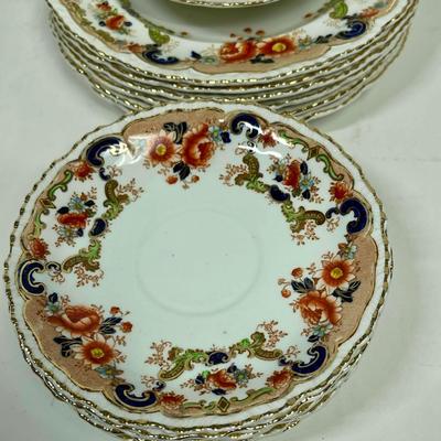 Lot of 15 Antique John Maddock and Son Royal Vitreous, English Transferware BOMBAY PATTERN 1875
