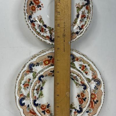 Lot of 15 Antique John Maddock and Son Royal Vitreous, English Transferware BOMBAY PATTERN 1875
