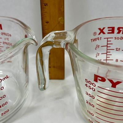 Vintage Pair of Glass Pyrex Measuring Cups