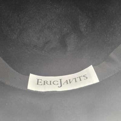 Vintage Eric Javits Black Felt Cloche Hat With Bow