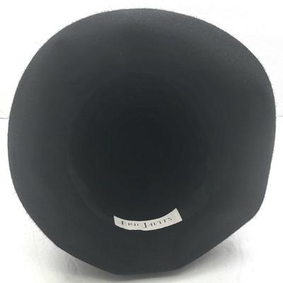 Vintage Eric Javits Black Felt Cloche Hat With Bow
