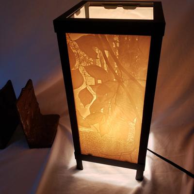 Gorgeous Leaf Lamp and Metal Native American Bookends (O-KD)