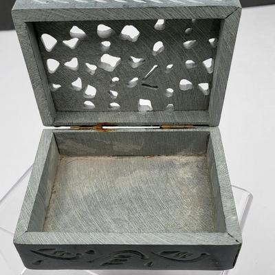 Two Soapstone Carved Trinket Boxes