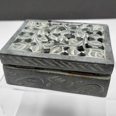 Two Soapstone Carved Trinket Boxes