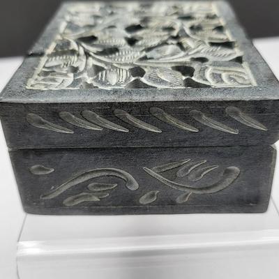 Two Soapstone Carved Trinket Boxes