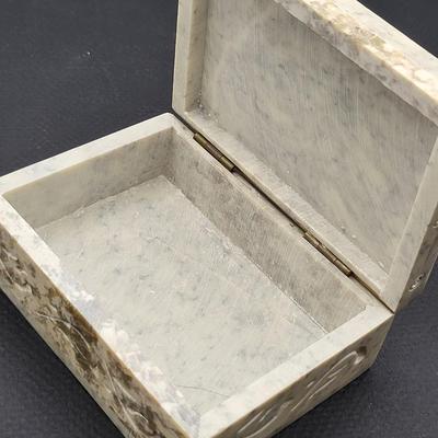 Two Soapstone Carved Trinket Boxes