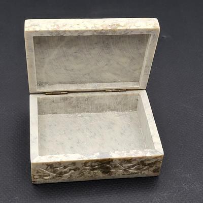 Two Soapstone Carved Trinket Boxes