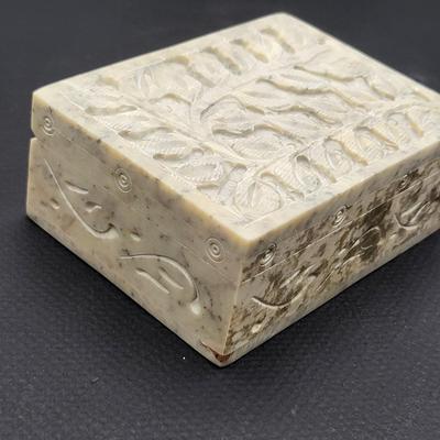 Two Soapstone Carved Trinket Boxes