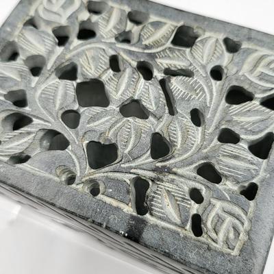 Two Soapstone Carved Trinket Boxes