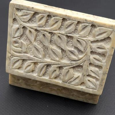 Two Soapstone Carved Trinket Boxes
