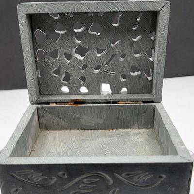 Two Soapstone Carved Trinket Boxes