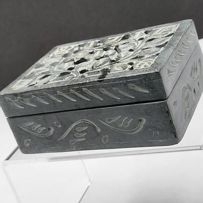 Two Soapstone Carved Trinket Boxes