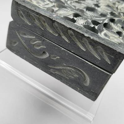 Two Soapstone Carved Trinket Boxes