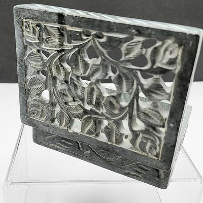 Two Soapstone Carved Trinket Boxes