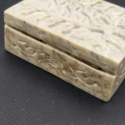 Two Soapstone Carved Trinket Boxes