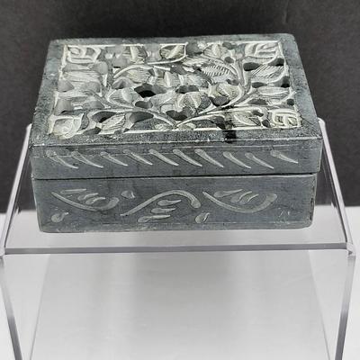 Two Soapstone Carved Trinket Boxes