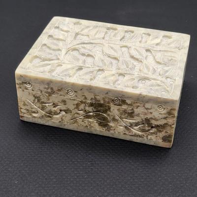 Two Soapstone Carved Trinket Boxes