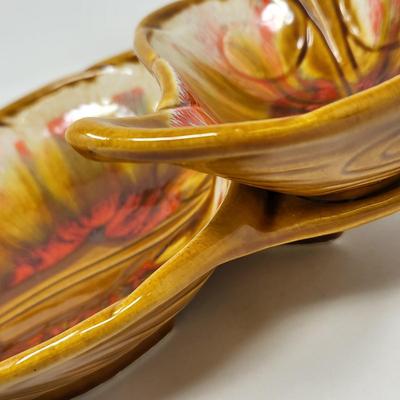 1960's Maurice of Calif USA IM-92 Leaf Shape Dip & Chip Bowl