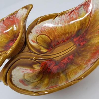 1960's Maurice of Calif USA IM-92 Leaf Shape Dip & Chip Bowl