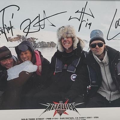 Two Black Framed Metallica Club Autographed Photo Prints