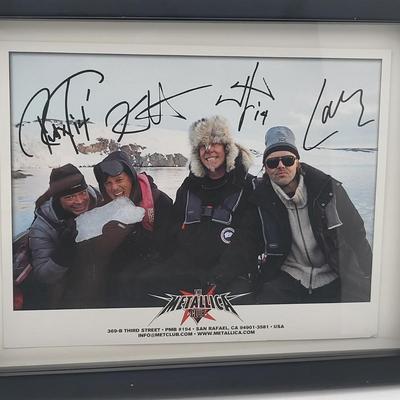 Two Black Framed Metallica Club Autographed Photo Prints