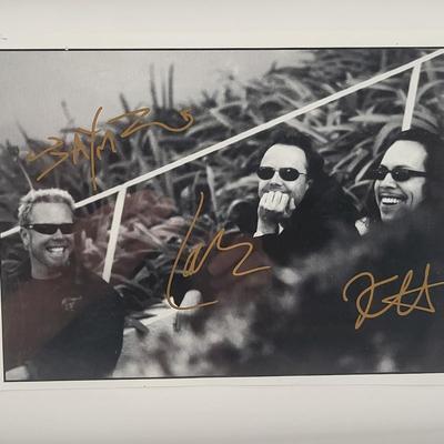 Two Black Framed Metallica Club Autographed Photo Prints