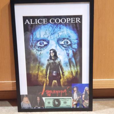 Autographed Alice Cooper Paranormal Advertisement Poster Framed Rock 'N Roll Memoribilia