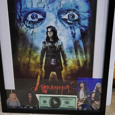 Autographed Alice Cooper Paranormal Advertisement Poster Framed Rock 'N Roll Memoribilia