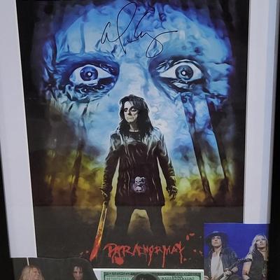 Autographed Alice Cooper Paranormal Advertisement Poster Framed Rock 'N Roll Memoribilia