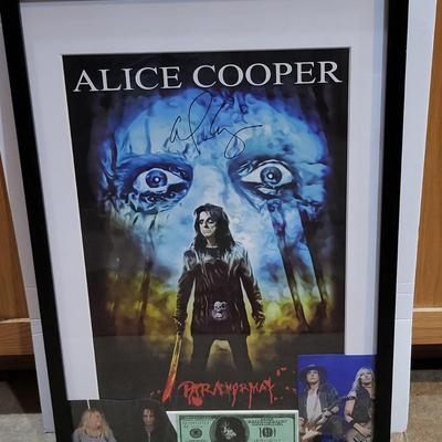 Autographed Alice Cooper Paranormal Advertisement Poster Framed Rock 'N Roll Memoribilia