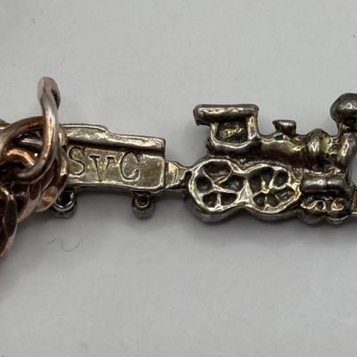 Lot 512J: Sterling Silver Charm Bracelet, Band Ring w/Saying Marked SS, Small Heart & Rose Pendant Marked 830