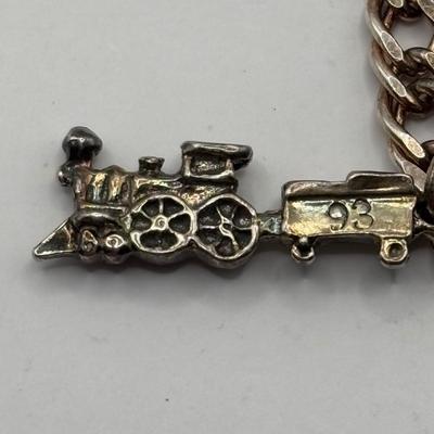 Lot 512J: Sterling Silver Charm Bracelet, Band Ring w/Saying Marked SS, Small Heart & Rose Pendant Marked 830