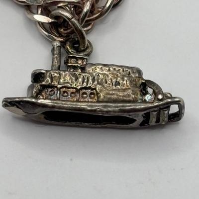 Lot 512J: Sterling Silver Charm Bracelet, Band Ring w/Saying Marked SS, Small Heart & Rose Pendant Marked 830