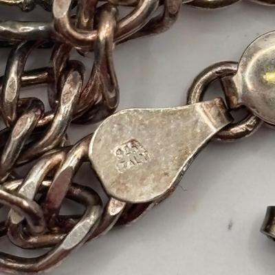 Lot 512J: Sterling Silver Charm Bracelet, Band Ring w/Saying Marked SS, Small Heart & Rose Pendant Marked 830