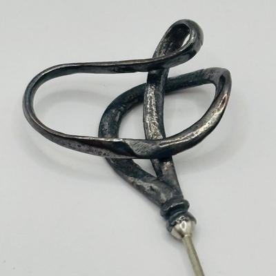 Lot 511J: Vintage Maricela Sterling Silver & Abalone Turtle Brooch, Sterling Silver Musuem of Modern Art Stick Pin