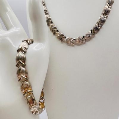 Lot 510J: Silvertone Teardrop Polished Stone Necklace w/Earrings, & Silvertone Necklace w/Bracelet & More