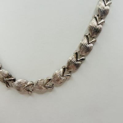 Lot 510J: Silvertone Teardrop Polished Stone Necklace w/Earrings, & Silvertone Necklace w/Bracelet & More