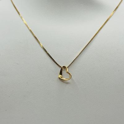 Lot 509J: 14K Gold Chain & 14K Heart Charm Tw 1.34g